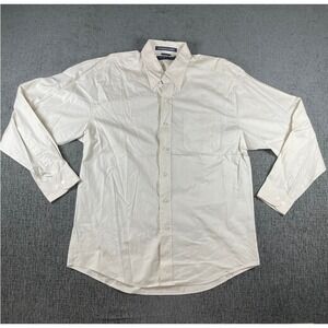 Devon & Jones Mens White Nantucket Poplin Pima Cotton Button Down Shirt Large